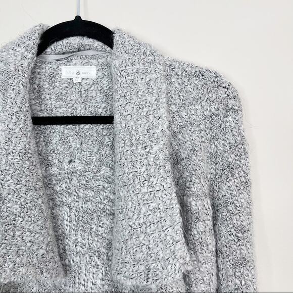 LOFT XSmall XS Drape Front Cardigan Sweater Alpaca Wool Blend Light Marled Gray - Picture 3 of 8